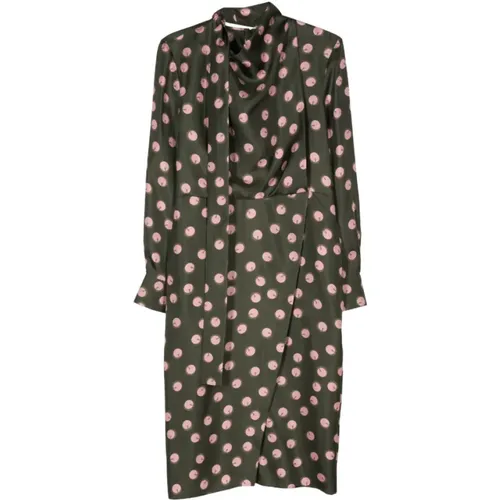 Seiden Polka-dot Kleid mit Hohem Kragen - Fendi - Modalova