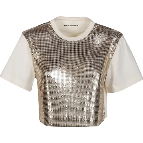 Stilvolles Nude Cropped T-Shirt , Damen, Größe: S - Paco Rabanne - Modalova