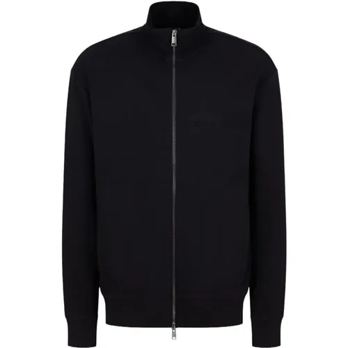 Schwarzer Bio-Baumwoll-Zip-Sweatshirt , Herren, Größe: S - Armani Exchange - Modalova