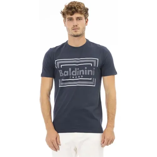 Blau Baumwolle Trendiges T-Shirt mit Kurzarm , Herren, Größe: L - Baldinini - Modalova