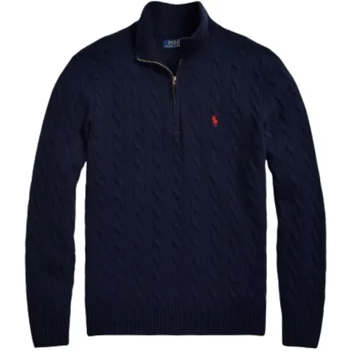 Gedrehter Woll- und Kaschmir-Halb-Zip-Pullover , Herren, Größe: L - Polo Ralph Lauren - Modalova