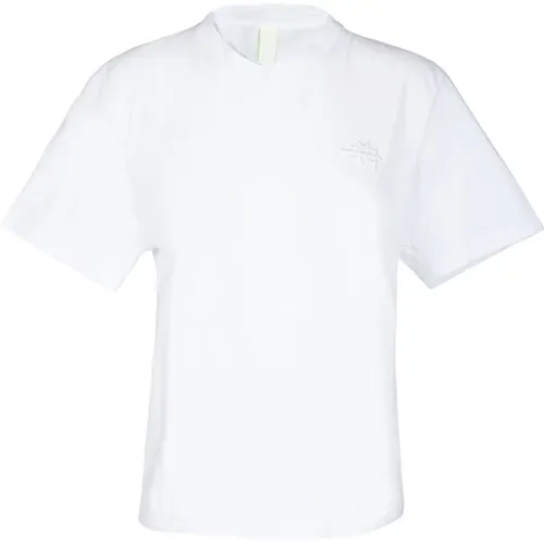 Baumwoll-Crew-Neck-T-Shirt mit Stickerei , Damen, Größe: M - MVP wardrobe - Modalova