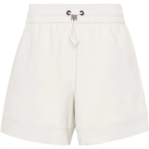 Stretch Cotton Shorts with Elastic Waistband , female, Sizes: M, L - BRUNELLO CUCINELLI - Modalova