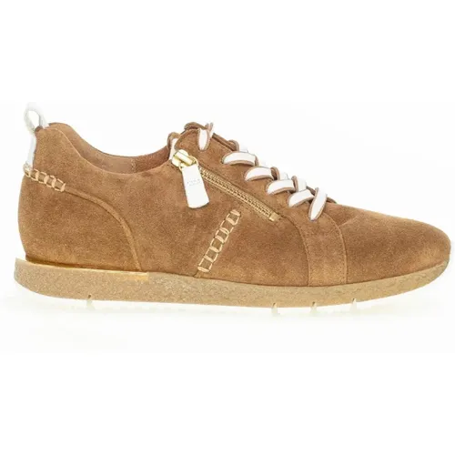 Cognac Suede Sneakers , Damen, Größe: 42 1/2 EU - Gabor - Modalova