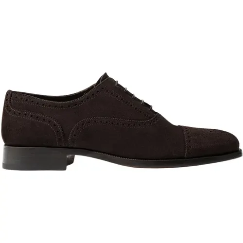Handgefertigte dunkelbraune Wildleder Oxford Schuhe , Herren, Größe: 40 1/2 EU - Scarosso - Modalova
