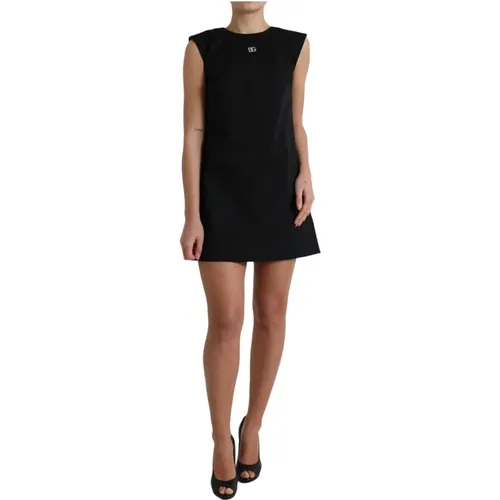 Logo Cotton Shift Mini Dress , female, Sizes: XS - Dolce & Gabbana - Modalova