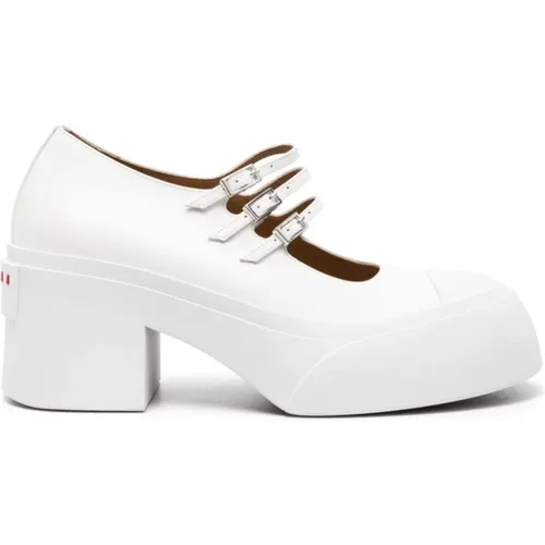 Weiße flache Schuhe mit Gummispitze , Damen, Größe: 40 EU - Marni - Modalova