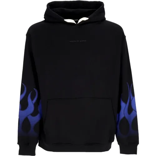 Leichter Flames Hoodie Schwarz/Blau , Herren, Größe: XL - VISION OF SUPER - Modalova