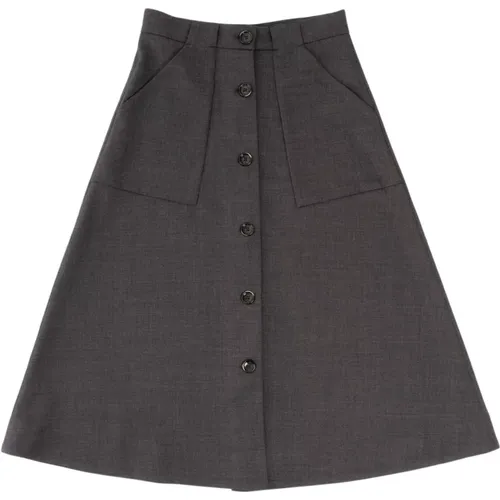 Stylish A-Line Skirt with Buttons and Deep Pockets , female, Sizes: W26, W28, W29, W27 - Nine In The Morning - Modalova