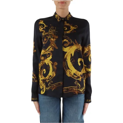 Dekorative Twill Viskose Hemd , Damen, Größe: S - Versace Jeans Couture - Modalova