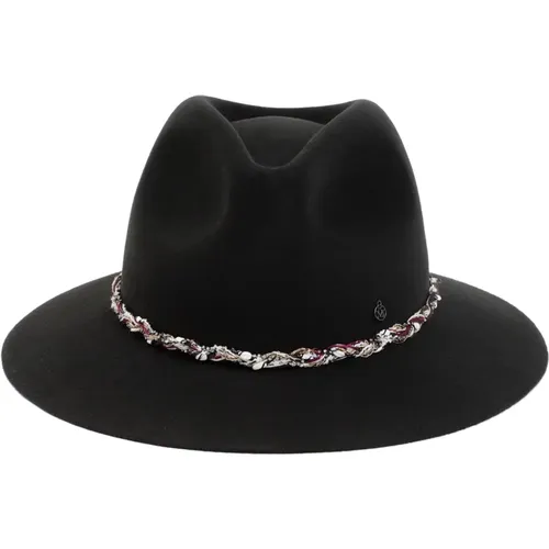 Wool Fedora Hat with Tweed Braid , female, Sizes: S - Maison Michel - Modalova