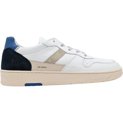 Vintage Court Sneakers White-Blue , male, Sizes: 9 UK, 12 UK, 8 UK, 10 UK, 6 UK, 7 UK - D.a.t.e. - Modalova