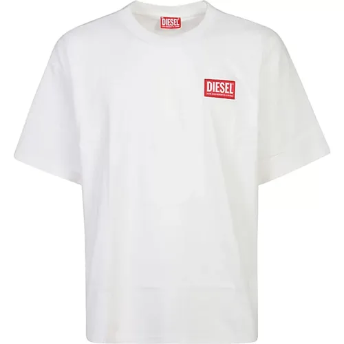 Weiße T-Shirts und Polos,Weiße T-Boxt Baumwoll-T-Shirt mit Logo - Diesel - Modalova