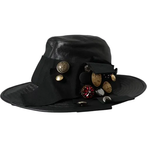 Kristall Stud Breitkrempige Cloche Hut - Dolce & Gabbana - Modalova