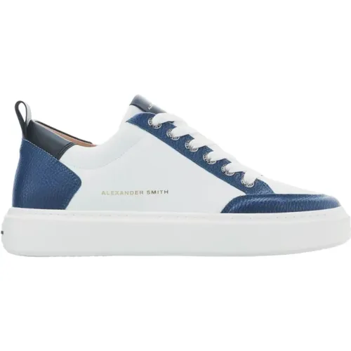 Luxus Blau Weiße Street Style Sneakers , Herren, Größe: 43 EU - Alexander Smith - Modalova