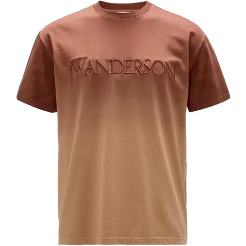 Braunes Baumwoll-Jersey besticktes T-Shirt , Herren, Größe: S - JW Anderson - Modalova