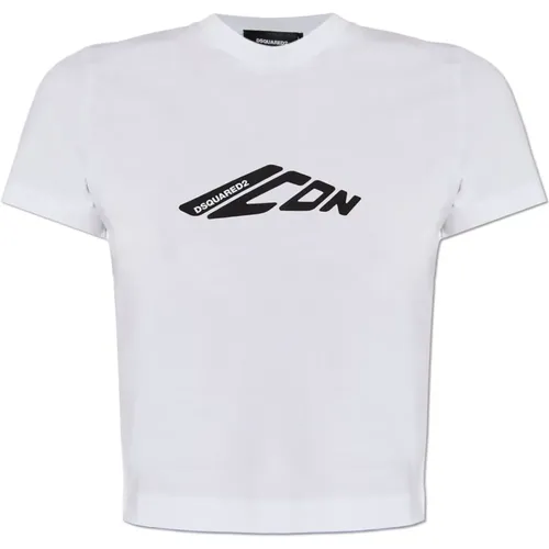 Kurzes T-Shirt mit Logo , Damen, Größe: 2XS - Dsquared2 - Modalova