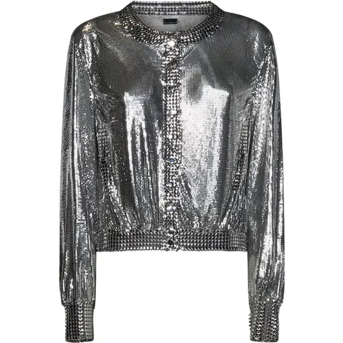 Silver Mesh Bomber Jacket , female, Sizes: M - Paco Rabanne - Modalova