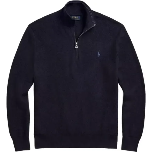 Ribbed Half-Zip Sweater - Navy , male, Sizes: XL - Ralph Lauren - Modalova