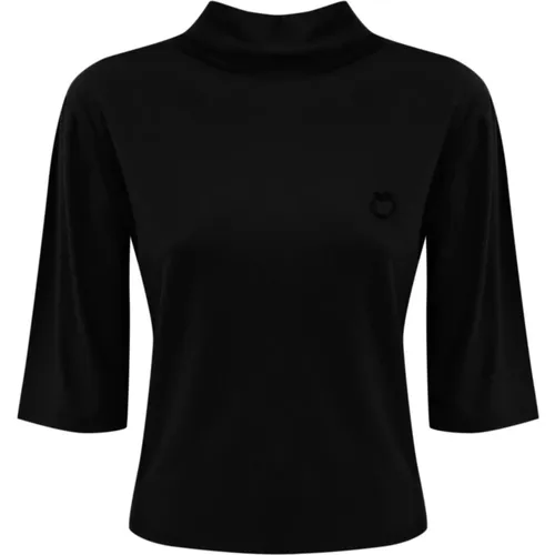 Schwarzer Viskosepullover 3/4 Ärmel , Damen, Größe: L - pinko - Modalova