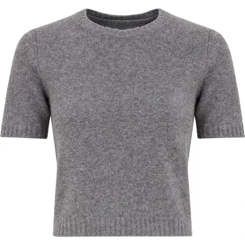 Grauer Strickpullover Rundhalsausschnitt Geripptes Finish - Maison Margiela - Modalova