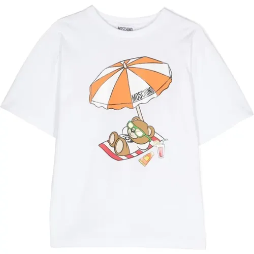 Weißes Teddybär-Print T-Shirt für Jungen - Moschino - Modalova