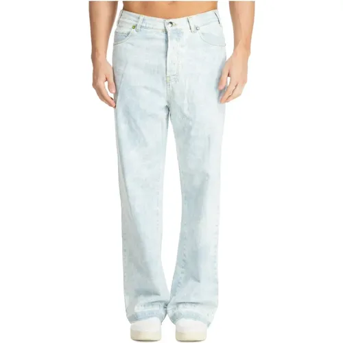 Men's Straight Jeans with Logo and Multiple Pockets , male, Sizes: W32, W33 - Barrow - Modalova