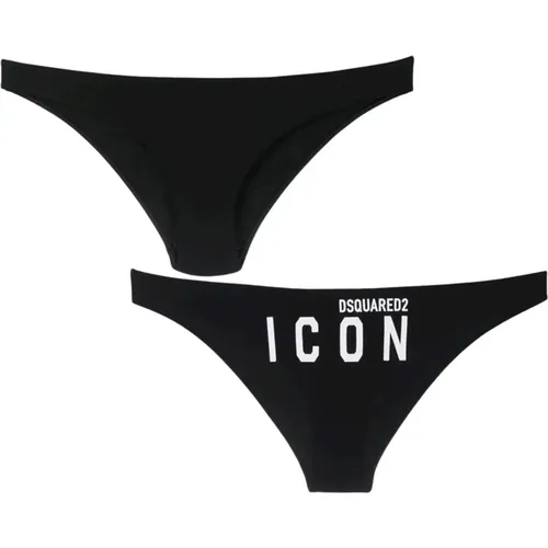 Iconic Baumwoll-Bikinihosen - Dsquared2 - Modalova