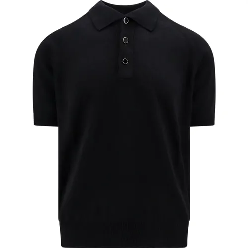 Schwarzes Wolle Baumwolle T-Shirt , Herren, Größe: M - Lardini - Modalova