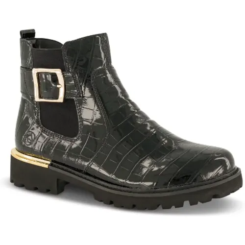 Elegante Croco-Lederstiefel mit Goldschnalle - Remonte - Modalova