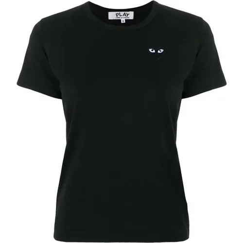 Schwarzes Heart Crew Neck T-Shirt , Damen, Größe: S - Comme des Garçons - Modalova