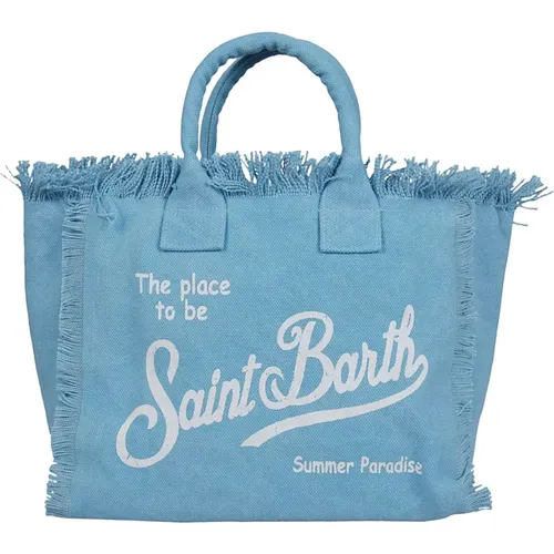 Blau Canvas Handtasche mit Reißverschluss - MC2 Saint Barth - Modalova