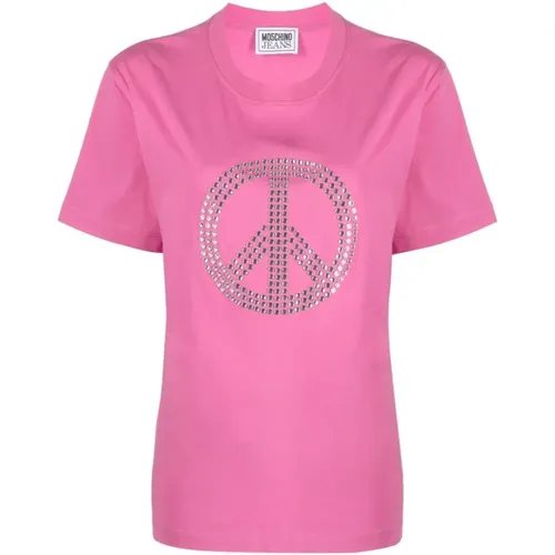 Peace Symbol T-shirt , Damen, Größe: S - Moschino - Modalova