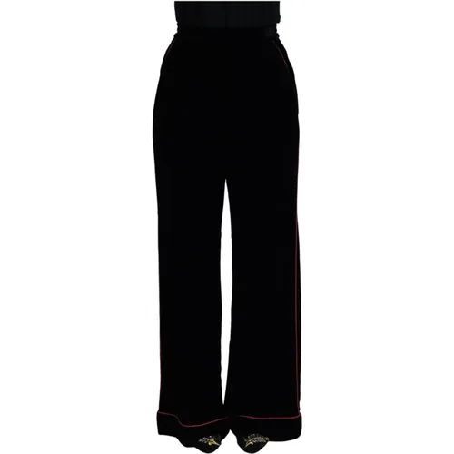 Schwarze Hose mit hoher Taille und rosa Streifen - Dolce & Gabbana - Modalova