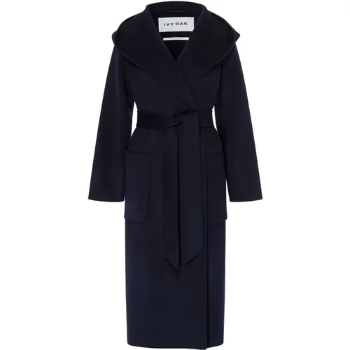 Woolcoat Mini Length Belted Navy , female, Sizes: M, XS, S, L - IVY OAK - Modalova