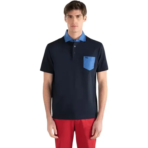 Mens Casual Polo with Contrast Pocket , male, Sizes: 2XL - Harmont & Blaine - Modalova