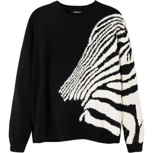 Oversized Pullover mit Zebra-Design , Damen, Größe: L - Desigual - Modalova