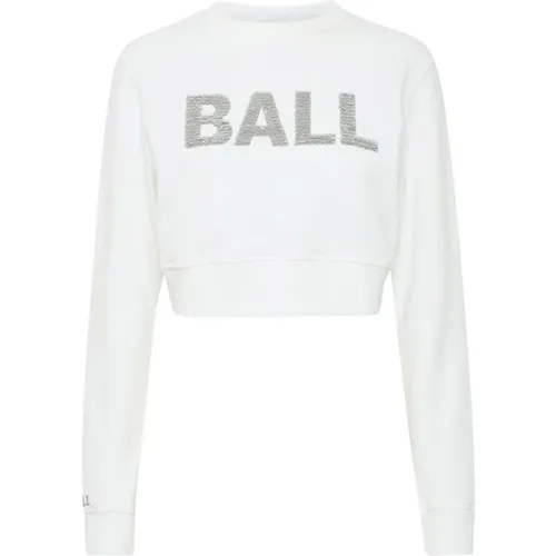 Cropped Sweatshirt with Sequin Logo , female, Sizes: S - Ball - Modalova