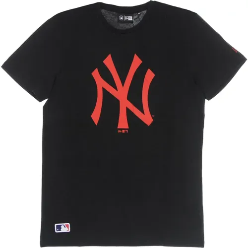 NY Yankees Logo Tee Schwarz/Rot , Herren, Größe: L - new era - Modalova