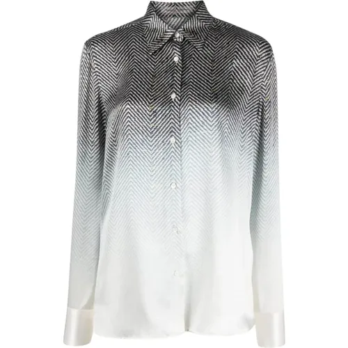 Silk Chevron-Knit Gradient Shirt , female, Sizes: M, S - Ermanno Scervino - Modalova