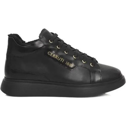 Schwarze Leder-Plateau-Sneaker mit Logo , Damen, Größe: 36 EU - Cerruti 1881 - Modalova