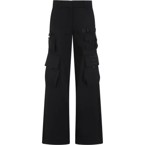 Schwarze Cargo Hose Modernes Design , Damen, Größe: 2XS - Off White - Modalova