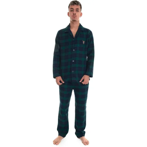 Button-Up Glencheck Pyjamas for Men , male, Sizes: XL - Polo Ralph Lauren - Modalova