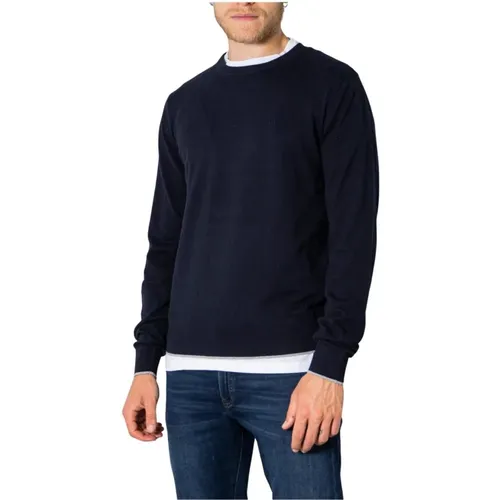 Blauer Strick Rundhals Pullover , Herren, Größe: M - Armani Exchange - Modalova