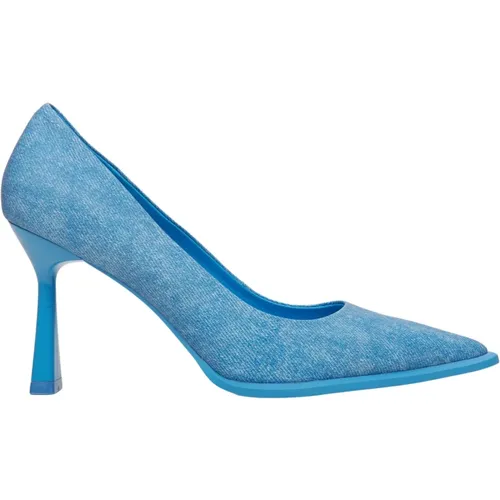 Damen Blaue Denim Pumps mit Stabilem Absatz Er00114627 - Estro - Modalova