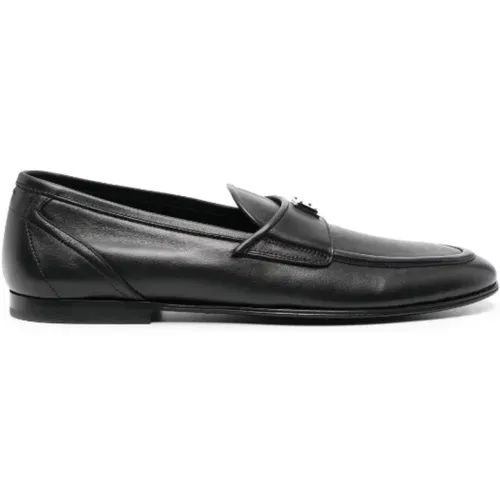 Leather Logo Plaque Loafers , male, Sizes: 9 1/2 UK, 7 UK - Dolce & Gabbana - Modalova
