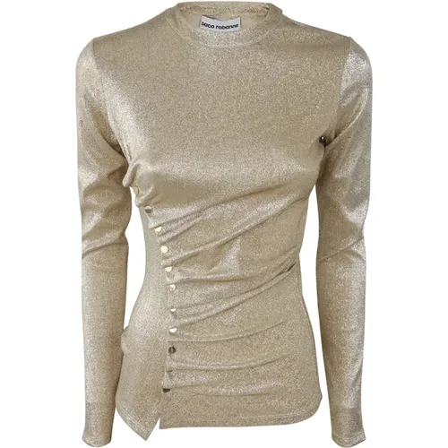 Silber Gold Crew Neck Sweater , Damen, Größe: M - Paco Rabanne - Modalova