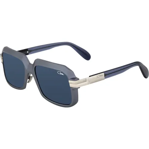 Silver Aluminum Square Sunglasses with Dark Blue Lenses , female, Sizes: 56 MM - Cazal - Modalova