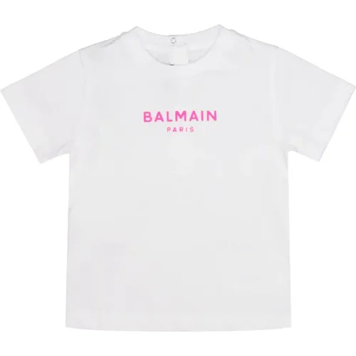Baumwoll Crew Neck T-shirt Fuchsia - Balmain - Modalova