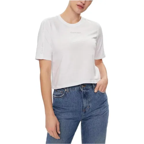 Damen Crop T-Shirt Frühling/Sommer Kollektion , Damen, Größe: M - Calvin Klein - Modalova